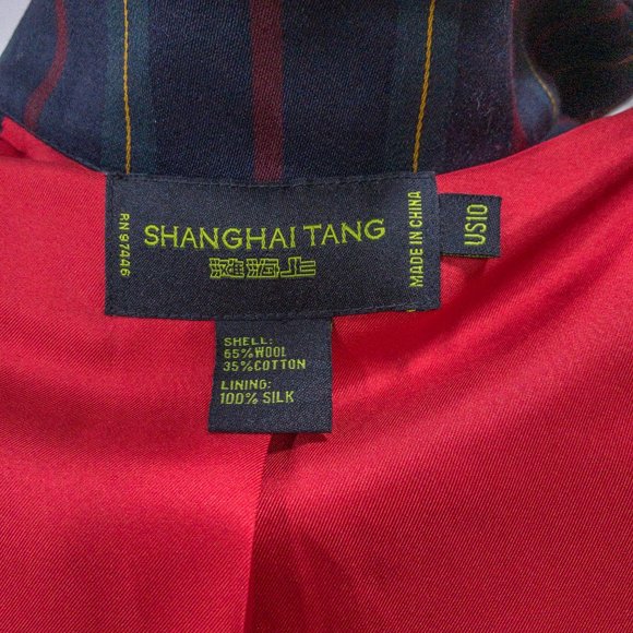 Shanghai Tang M Stripe Mandarin Blazer Jacket Navy - Picture 2 of 13